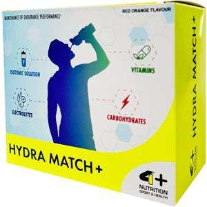 4 Nutrition Hydra Match - Integratore di Carboidrati, Elettroliti e Vitamine in 20 Bustine da 19g Arancia Rossa