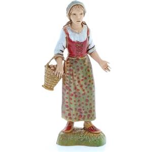 Moranduzzo Donna con Cesto al Braccio per Presepe da Cm 10 Scala 1:20 - Altezza 8,7 cm - Statuina in Resina PVC, Indistruttibile, Stile '700, Rifinita a Mano, Scultore M. Landi