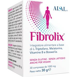 AISAL Srl Fibrolix - Integratore Alimentare per Rilassamento Muscolare e Sonno, 30 Compresse con L-Triptofano, Melatonina e Boswellia, Senza Glutine e Lattosio