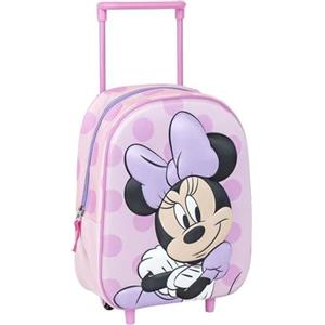 CERDÁ LIFE'S LITTLE MOMENTS Zaino trolley originale Disney Minnie Mouse con ruote e manico estensibile | Zaino scolastico Minnie a pois rosa per bambine in età prescolare