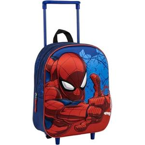 CERDÁ LIFE'S LITTLE MOMENTS Zaino trolley per bambini Spider-Man con ruote e maniglia estensibile - Zaino scuola resistente Spiderman con design del supereroe Marvel blu e rosso