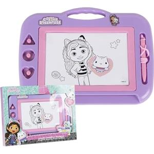 CERDÁ LIFE'S LITTLE MOMENTS Lavagna magnetica da disegno con penna e timbri per la casa delle bambole di Gabby - Lavagna riutilizzabile per bambini, ideale per bambine e fan della casa delle bambole di Gabby