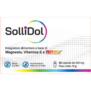 ADL FARMACEUTICI SolliDol - Integratore alimentare con Magnesio, Vitamina E ed Estratto di Pepe Nero, 20 Capsule Senza Glutine e Lattosio