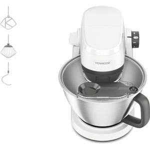 Kenwood Multi Tasker - Impastatrice Planetaria con Testa Sollevabile, Ciotola 4,3L, Capacità 1,7 kg Impasto, con accessorio Frullatore, Attacco Accessori e Paraschizzi, Bianca (KHC30.000WH)