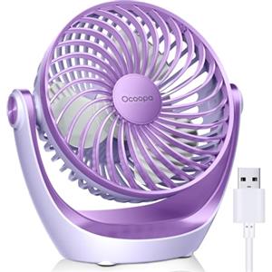OCOOPA Ventilatore USB, piccolo ventilatore da tavolo con forte flusso d'aria e funzionamento silenzioso a 3 velocità, testa girevole a 360°, facile da trasportare per ufficio, casa e all'aperto