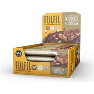 Fulfil Barrette vitaminiche e proteiche - Gusto frusta al cioccolato e nocciola - 14 g di proteine ad alto contenuto proteico, 9 vitamine, basso contenuto di zucchero