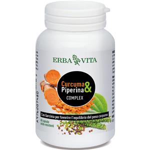Erba Vita Curcuma & Piperina Complex 60 Capsule - Integratore Antiossidante con Garcinia