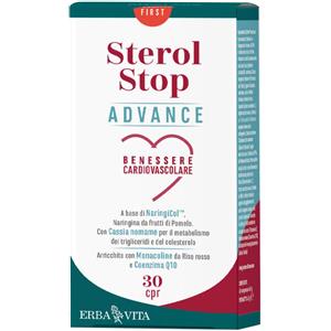 Erba Vita Sterol Stop Advance - Integratore per il Controllo del Colesterolo con Monacoline, Coenzima Q10 e Estratti Vegetali - 30 Compresse