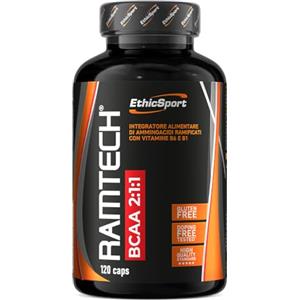 EthicSport - Ramtech BCAA 2:1:1 - Barattolo da 120 cps - Integratore alimentare di amminoacidi ramificati per la dieta dello sportivo, con vitamine B6 e B1
