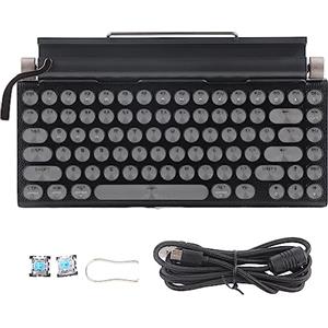 Cerlingwee Tastiera Meccanica a 83 Tasti, Tastiera per Macchina da Scrivere retrò 83 Tasti Tastiera Meccanica Bluetooth Wireless Vintage con Cappuccio Rotondo in Metallo per PC Desktop