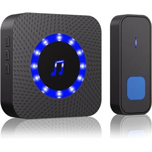NEUTYPECHIC Campanello Senza Fili da Esterno, Campanello Casa Portata 400M, Campanello Wireless IP55 Impermeab con LED, Citofono Senza Fili da Esterno con 55 Melodie, 5 Livelli Volume per Casa, Hotel