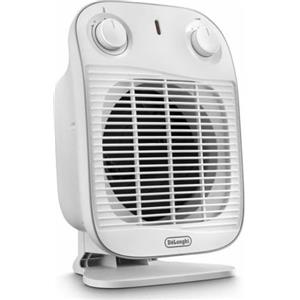 De'Longhi HFS50A20.WH Termoventilatore, Silenzioso e leggero, 2 livelli di potenza, ventilazione estiva, protezione antigoccia, maniglia, dispositivo di sicurezza, luce, protezione antigelo, Bianco