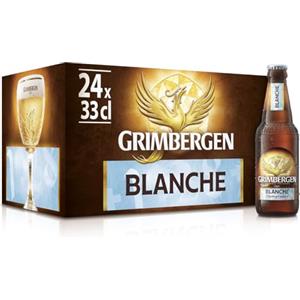 Grimbergen Blanche, Cassa con 24 Bottiglie da 33cl, Birra d'Abbazia Blanche/Witbier, Gusto Agrumato e Speziato, Gradazione Alcolica 6.0% Vol.