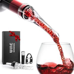 NEUTYPECHIC Aeratore Vino Senza Gocciolamento, Ossigenatore Vino Materiale Sicuro, Versatore Decanter con Tappo per Vino Sottovuoto, Scatola Regalo Squisita Decantatore Vino per Feste, Cene, Bar