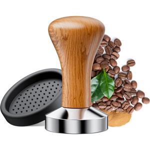NEUTYPECHIC Caffè Tamper 51mm, Pressa Caffe Design Staccabile, Pressino per Caffe con Cuscinetto in Silicone, Tamper Caffe Manico in Legno Massello, Metallo Alta Qualità Pressino Caffe per Caffetterie
