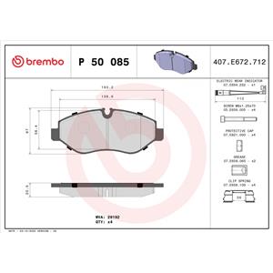 Brembo P 50 085 - Pastiglia Freno Anteriore con Indicatore di Usura Elettrico e Accessori Inclusi