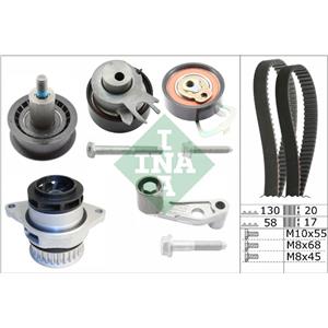 INA Kit Tendicinghia con Pompa dell'Acqua per VW Golf IV (1J1) - Larghezza 20mm, 2 Cinghie