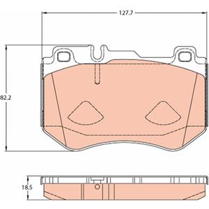 TRW Pastiglia Freno GDB2078 Anteriore - Altezza 82.2mm, Larghezza 127.7mm, Spessore 18.5mm