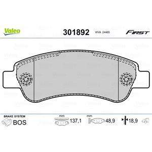 Valeo Pastiglie Freno per vari modelli - Set di 4, Assale Posteriore, Dimensioni 137.1x48.9x18.9 mm