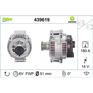 VALEO Alternatore 180A con Regolatore Integrato, 6 Alette, 51mm Puleggia, 14V