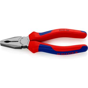 KNIPEX 03 02 160 Pinza Universale Bonderizzata Nera 160 mm con Rivestimento Bicomponente, Zone di Presa Versatili e Taglienti per Filo Metallico