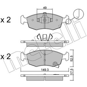 Metelli Pastiglie Freno Anteriori e Posteriori 22-0274-5, Kit da 4 Pezzi, Certificato ECE R90, Prive di Rame, Made in Italy