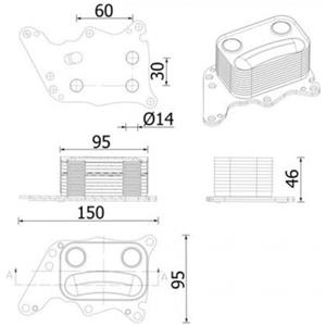 MAHLE Radiatore dell'Olio con Alette Saldate 150 mm x 95 mm - Compatibile con MINI COUNTRYMAN e CITROËN