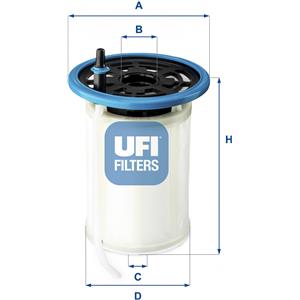 UFI Filters Filtro Gasolio 26.H2O.00 per Alfa Romeo Stelvio - Dimensioni 93mm x 21mm x 9mm