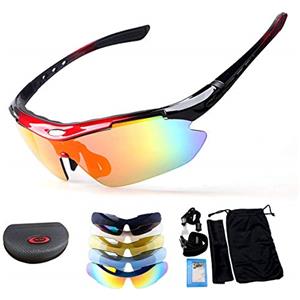 Riloer X7 - Occhiali da sole sportivi polarizzati militari tattici con 4 lenti intercambiabili, occhiali protettivi per uomini e donne in corsa, ciclismo, sci, pesca