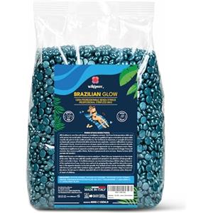WIKIPOZE Ceretta Brasiliana Cera Depilatoria in Perle per Scaldacera Professionale Depilazione Donna Cera Brasiliana Indolore Uomo Ceretta a Caldo Senza Strisce Depilatorie Inodore Colore Blu 400 gr.