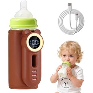 Gkstly Scaldabiberon Portatile Senza Fili 11 Temperature Riscaldamento Scaldabiberon Elettrico USB Ricaricabile 10400mAh Scalda Biberon Neonato con LCD Scaldo e Luce per Acqua Latte Materno Auto Viaggio