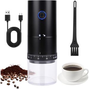 Zoelele Macinacaffè Elettrico, Coffee Grinder Portatile con 38 Impostazioni Regolabili, Macina Caffè Granulometria Regolabile per semi e spezie, Adatto per Casa, Ufficio, Viaggi e Campeggio (Nero)