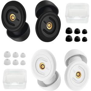 KEORHEZ 2 Paia Tappi Orecchie Per Dormire,50 Db Regolabile Tappi Per Dormire,Silicone Riutilizzabile,3 Misure, Con 12 Tappi Auricolari E Custodia,Adatto Per Lavorare,Viaggiare (Nero,Bianco)