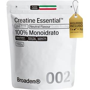 BROADEN® 1,1kg Creatina Monoidrato in Polvere Senza Sapore con 366 Porzioni | 100% Monoidrato di Creatina Micronizzata | Senza Additivi | Senza OGM, Vegano, Senza Glutine (1,1 Kg)