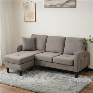 Luscriate Divano angolare modulare a forma di L, divano letto a 3 posti con chaise longue e poggiapiedi, divano per piccoli appartamenti, grigio antico scuro 3 posti)