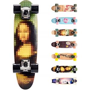 meteor Skateboard Mini Cruiser Retro Board Completo con Cuscinetti ABEC-7 e Ruote PU Ideale per Bambini Adolescenti e Adulti Ragazzo e Ragazza (Mona)