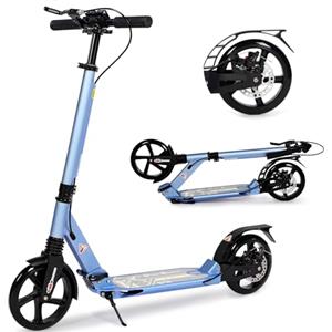 H.yeed Monopattino per bambini dagli 8 ai 12 anni in su, ruote grandi da 200 mm, per adulti con freni a disco, scooter per adulti con cinghia per il trasporto e doppio assorbimento degli urti