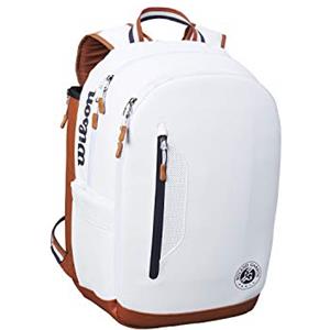 Wilson Roland Garros Tour Backpack, WR8006602001 Borsone da Tennis, Fino a un Massimo di 2 Racchette, Bianco