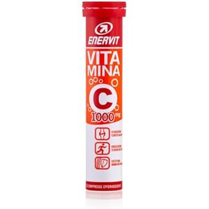 Enervit, Vitamina C, Integratore Compresse Effervescenti, Gusto Arancia, Apporta 1000 Milligrammi di Vitamina C, Rafforza il Sistema Immunitario, Contro Stanchezza e Affaticamento, Tubo 20 Compresse