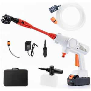 Gtremulent Idropulitrice a Batteria Portatile Professionale 1200PSI : Idropulitrice Elettrica da 21V 4.0Ah e Caricabatterie - Ugello 6-in-1 Autoaspirante per Lavaggio Auto/Balcone/Terrazza