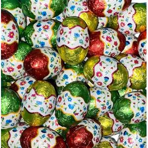 Generico Ovetti Pasqua di Cioccolato Assortiti 1kg - Gusti Misti, Caccia alle Uova e Idee Cesti (Ovetti 7 gr cioccolato al latte ripieni crema alla nocciola (incarto fiori) 1kg)