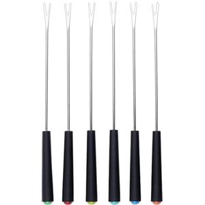 LATRAT Set di 6 forchette per fonduta in acciaio inox con manico resistente al calore, per formaggio, cioccolato, carne e marshmallow, 24 cm