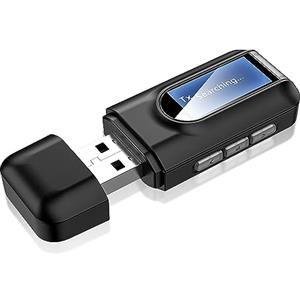 Nizirioo Adattatore Bluetooth Audio USB 5.0: Nizirioo 2 in 1 Wireless Chiavetta Bluetooth con Cavo da 3,5 mm, Portatile Bluetooth Trasmettitore per Auto TV PC Impianto Stereo, Plug And Play