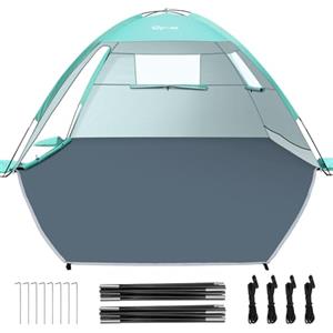 Glymnis Tenda da Spiaggia Adatta a 2-4 Persone, Tenda da Spiaggia Portatile con Cerniera, Leggera Tenda Sole Spiaggia con Dimensioni di 220 x 150 x 120 cm, Facile da Montare, UPF 50+