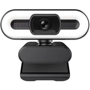 Entgoinggo Webcam autofocus 4K con streaming USB e 60 fps, luce di riempimento integrata per videochiamate e live streaming, fotocamera per computer plug and play per Windows e Mac (1080P)