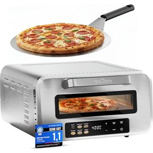 Profi Cook Forno elettrico per pizza ProfiCook | 400 °C | vera pietra per pizza | paletta per pizza inclusa | impostazione variabile di tempo e temperatura | Forno elettrico per pizza | Pizzamaker | PC PO 1323
