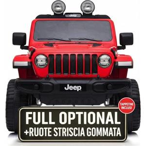 TOYSCAR Macchina Elettrica Per Bambini Jeep Wrangler Rubicon Full Optional CON TAPPETINI Auto Elettrica Per Bambini Telecomandata 2 posti Sedile In Pelle Porte Apribili Doppio Motore Elettrico 12V TOYSCAR