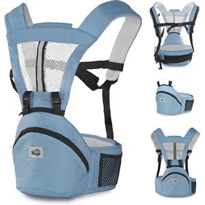 MiniHugs Marsupio Neonato 0-36 Mesi - Facile da Indossare - Marsupio Bambino Supporto Regolabile e Sicuro (Azzurro) - BD30