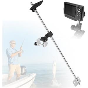 BONJUME Supporto Per Ecoscandaglio, Supporto Per Ecoscandaglio Girevole A 360 Gradi In Lega Di Alluminio Con Morsetto Regolabile Universale Per La Pesca In Barca Altezza 80cm