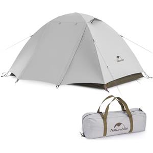 Naturehike Cloud Creek - Tenda da campeggio per 2/3 persone, ultraleggera, in alluminio, protezione solare e impermeabile, per backpacking, escursioni, avventure all'aria aperta (grigio/3 persone)